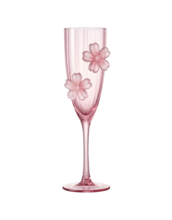 Crystal champagne flute with decorative flowers – Custom-made