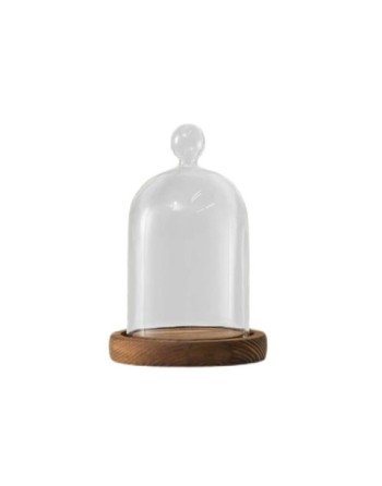 Glass cloche on wooden base...