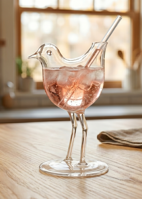 verre à pied oiseau